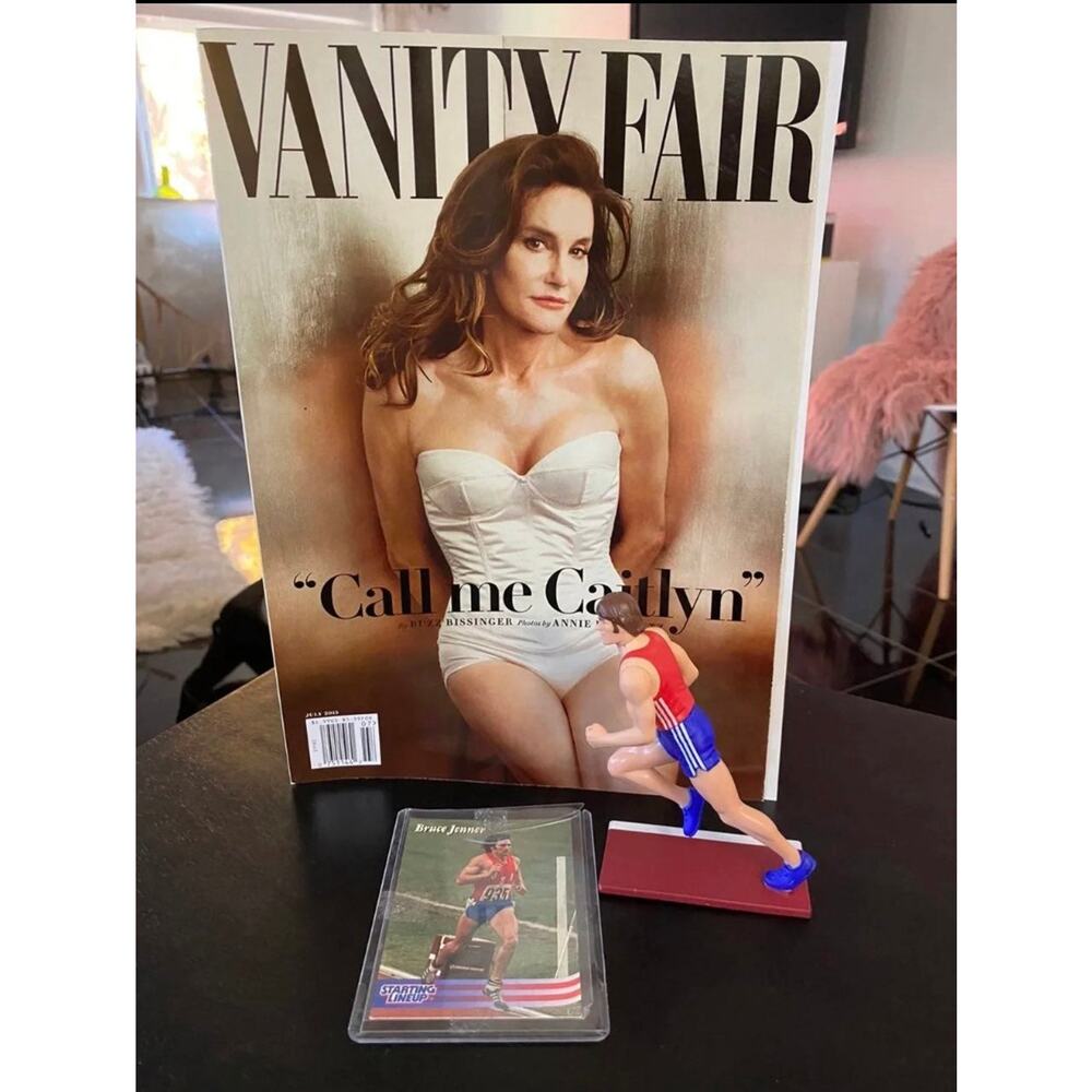 3pc  Bruce Caitlyn Jenner collectible bundle magazine +figure + trading card